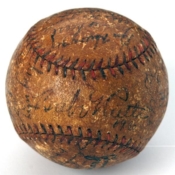 Boston Garden - 1930 New York Yankees Team Signed Baseball with Babe Ruth
