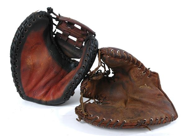 Boston Garden - Pair of Negro League Game Used Baseball Gloves