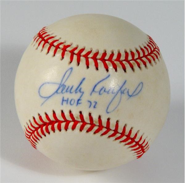 Boston Garden - Sandy Koufax "HOF 72" Signed ONL Baseball