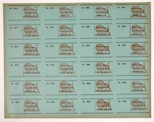 Boston Garden - Uncut Sheet Early 1900's Baseball Gambling Tickets