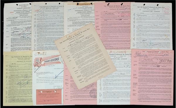 Boston Garden - 1940-1955 Puerto Rican League Contract Collection of 15
