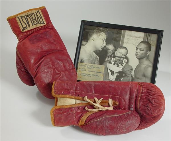 Muhammad Ali & Boxing - 1952 Jake LaMotta Fight Worn Gloves