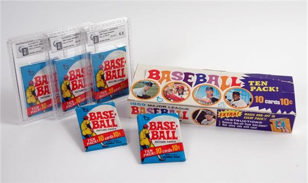 1969 Topps Baseball 5th/6th Series Cello Packs (5) With Display Box