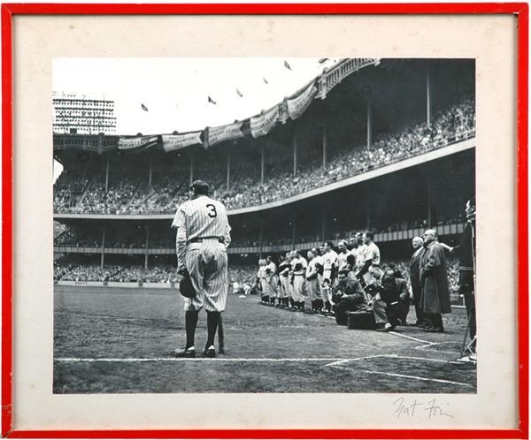 Babe Ruth - Oversized Babe Ruth Day Vintage Photo Signed by Photographer Nat Fein