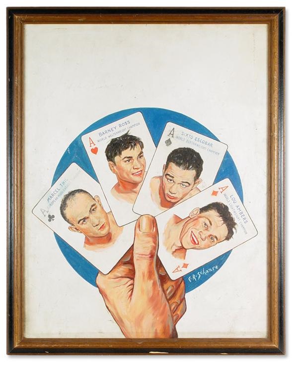 "Four Aces" 1937 Ring Magazine Original Cover Painting