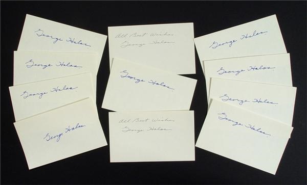 - George Halas Autographed 3 x 5" Index Cards (11)