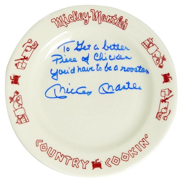 Mickey Mantle - Mickey Mantle Signed Country Cookin' Plate