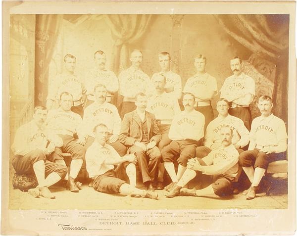 19th Century Baseball - 1887 Detroit Base Ball Club Oversized Cabinet Photo