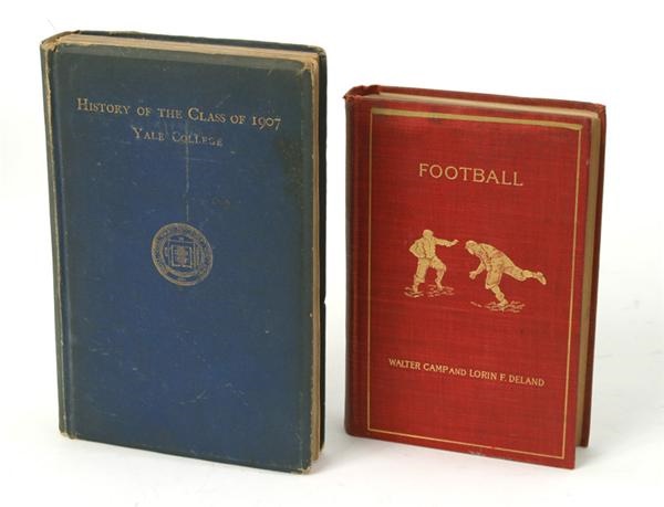 Walter Camp "Football" & Yale Book Signed by Pop Warner