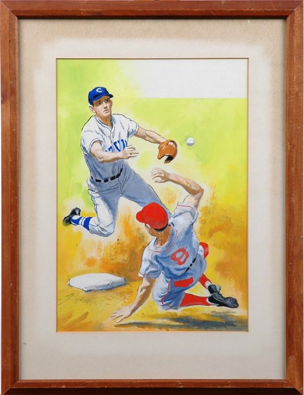 Baseball Art - 1950s Baseball Illustration Art by Charles Mazoujian