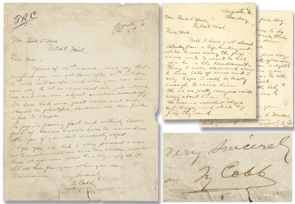 Baseball Autographs - Early Ty Cobb Handwritten Letters (2)