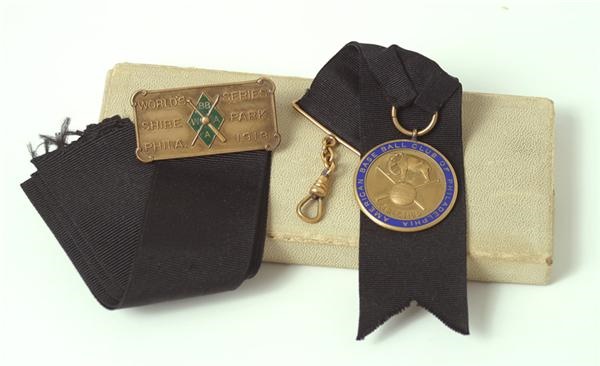 1913 Philadelphia Athletics World Series Medallion and Ribbon Presented by Harry Davis