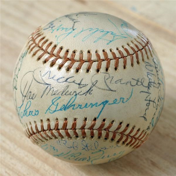 Autographed Baseballs - 1975 HOF Signed Baseball with Mantle, DiMaggio, Etc.