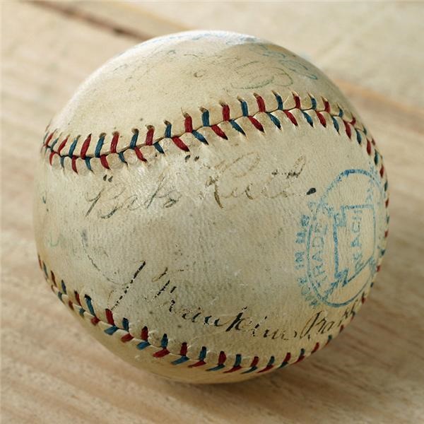 Autographed Baseballs - 1918 All-Star Baseball with Babe Ruth and Ty Cobb