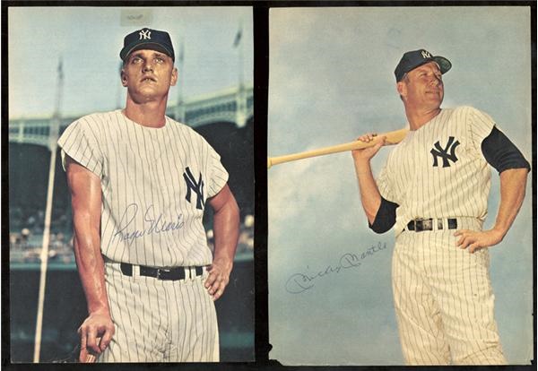 Ariel Hockey - Pair of Mickey Mantle & Roger Maris Vintage Signed Sport Magazine Color Photos by Ozzie Sweet