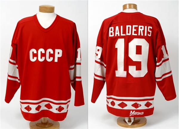Hockey Sweaters - Helmut Balderis Early 1980's World Championship CCCP Game Used Jersey