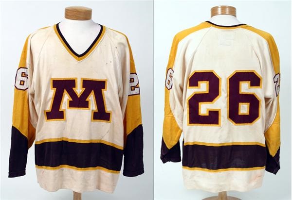 Hockey Sweaters - 1976 Reed Larson's University of Minnesota Golden Gophers Game Worn Jersey