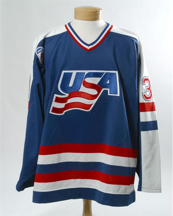 Hockey Sweaters - John Vanbiesbrouck Team USA 1991 Canada Cup Game Worn Jersey