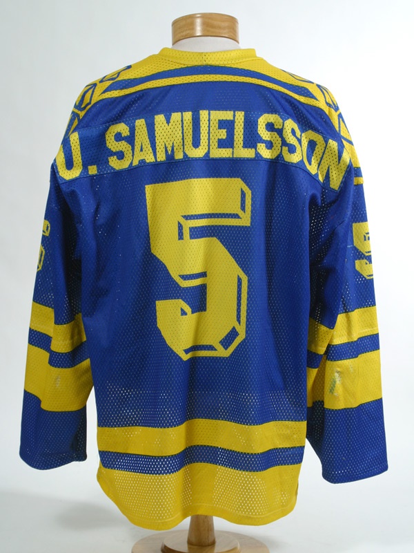 Hockey Sweaters - Ulf Samuelsson Team Sweden 1991 Canada Cup Game Worn Jersey