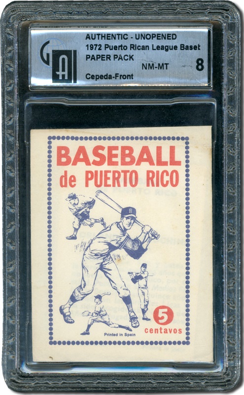 Unopened Cards - 1972 Puerto Rican Sticker Pack With Cepeda on Top GAI 8