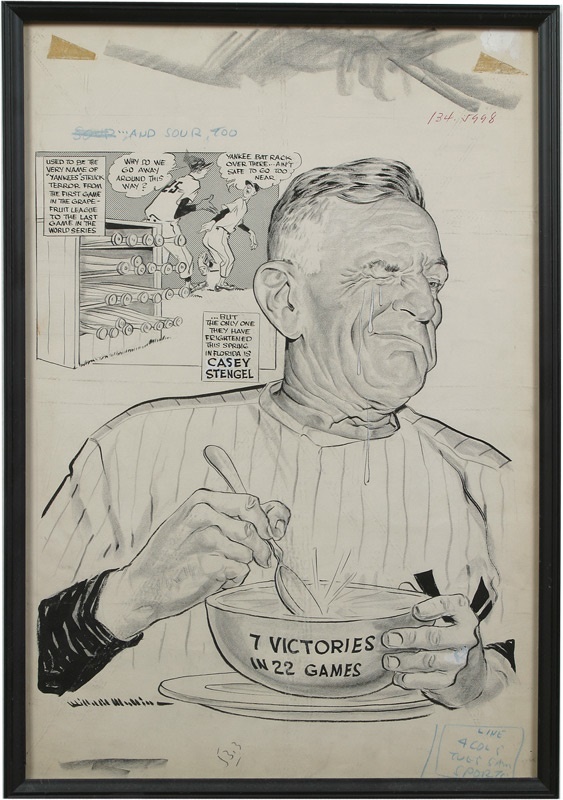 Baseball Art - Willard Mullin Original Casey Stengel Art