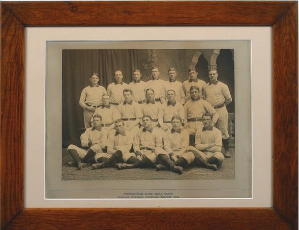 Clemente and Pittsburgh Pirates - Huge 1901 Pittsburgh Pirates Mounted Team Photo