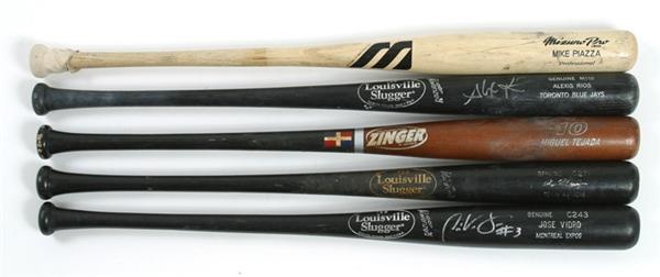 Bats - Game-used bats from Alex Rodriguez, Mike Piazza, Miguel Tejada, & Jose Vidro