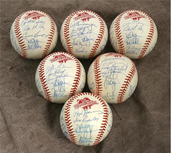 Autographed Baseballs - Six Oakland A's Team Signed Balls From the 1990 World Series
