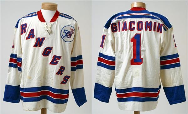 New York Rangers - 1975 Eddie Giacomin Game Worn NY Rangers Jersey