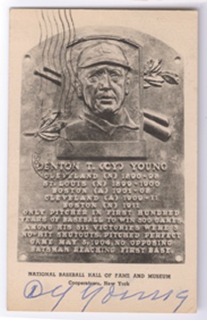 Baseball Autographs - 1953 Cy Young Signed Hall of Fame Plaque