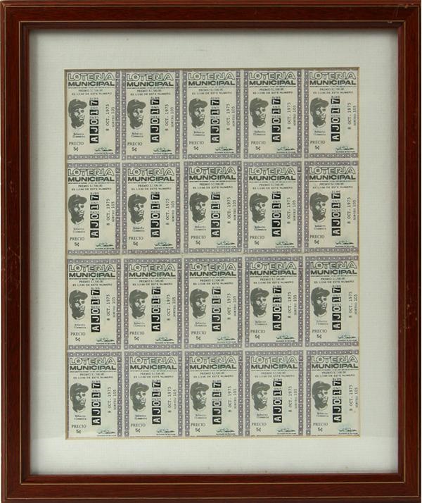 - Roberto Clemente Lottery Tickets Uncut Sheet