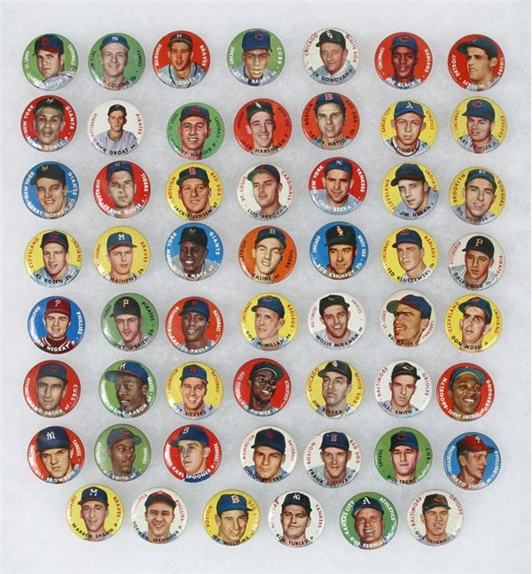 1956 Topps Baseball Pins Near Set (55/60)