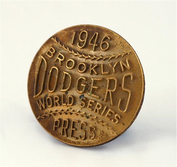 1946 Brooklyn Dodgers Phantom World Series Press Pin