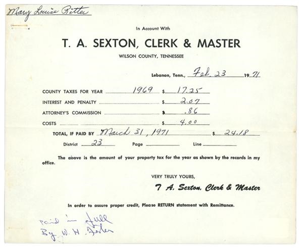 Baseball Memorabilia - Willie Foster Signed Document