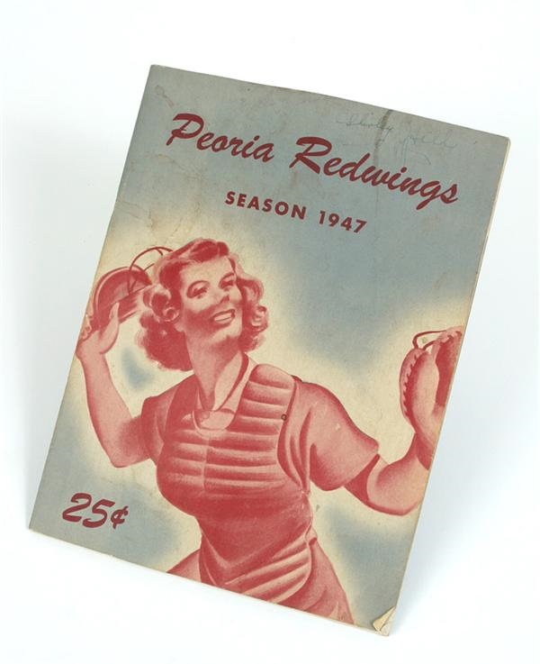 Baseball Autographs - 1947 Peoria Redwings Signed Program