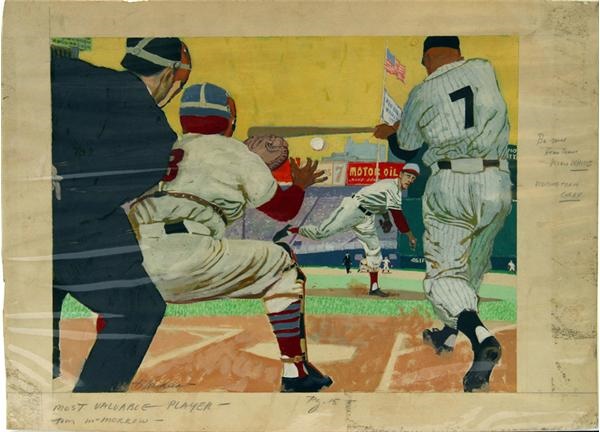 Baseball Art - 1956 Mickey Mantle Illustration Art