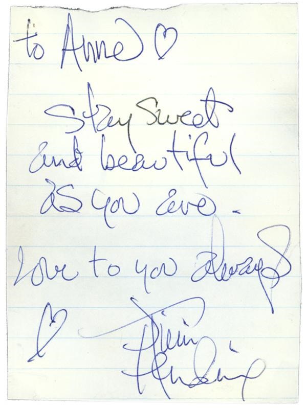 Jimi Hendrix - Jimi Hendrix Signed Love Note