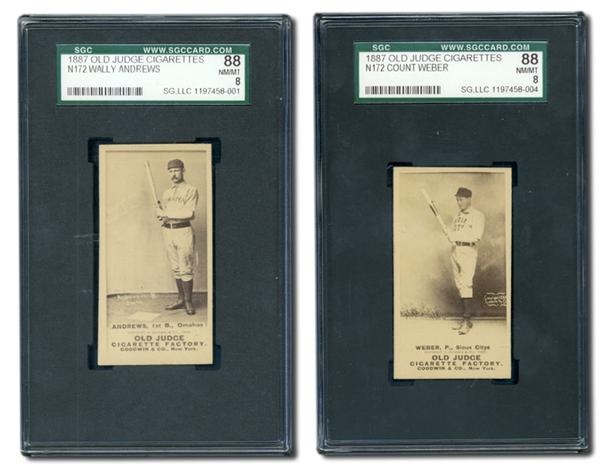 Vintage Baseball Cards - Pair of N172 Old Judge SCG 88 NRMT-MT (Andrews and Weber)