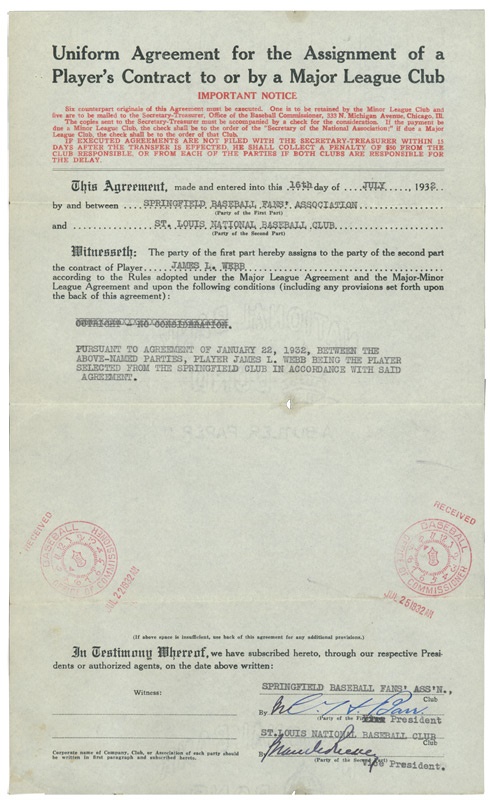 - 1932 Branch Rickey Signed Agreements (2)