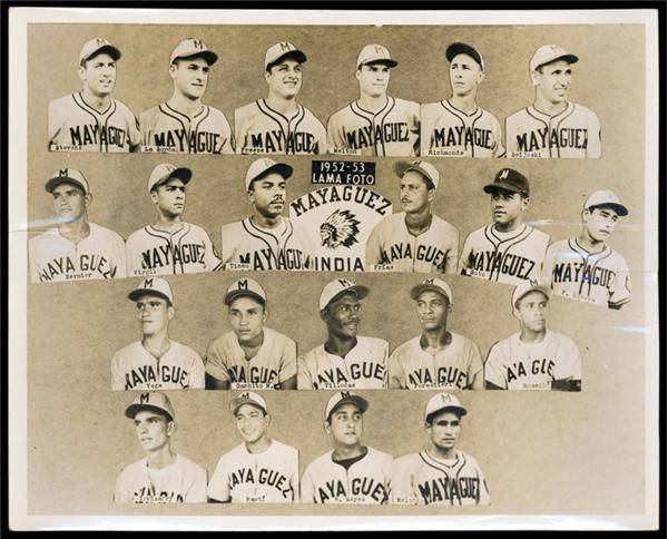 Baseball Memorabilia - Misidentified Tom Lasorda 1952-53 Mayaguez Indians Team Montage