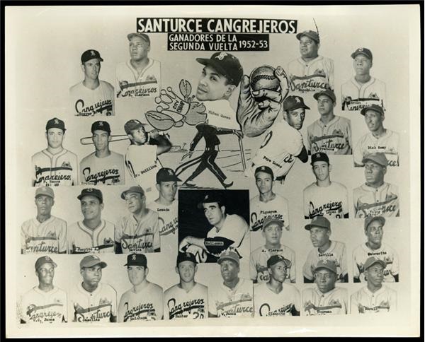 Roberto Clemente 1952-53 Santurce Crabs ROOKIE Team Montage