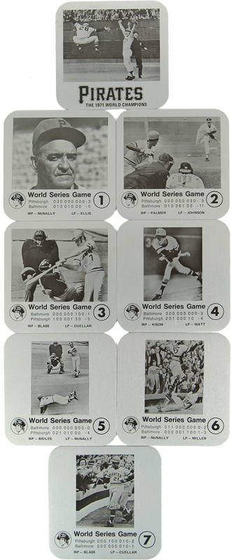 Clemente and Pittsburgh Pirates - 1971 Pirates World Championship Presentational Coasters (8)