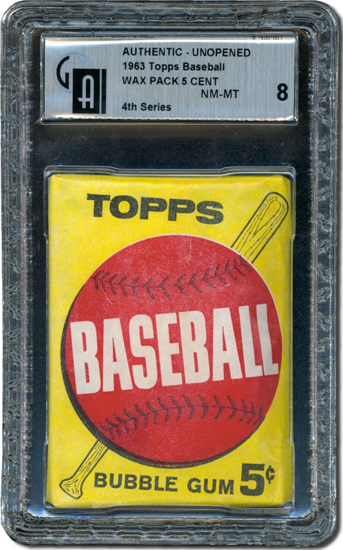 Unopened Cards - 1963 Topps Baseball Fourth Series Wax Pack GAI 8