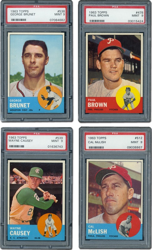 Post War Baseball Cards - 1963 Topps Baseball PSA MINT 9 Collection (15)