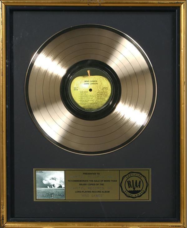 Beatles Awards - John Lennon "Mind Games" Gold Record