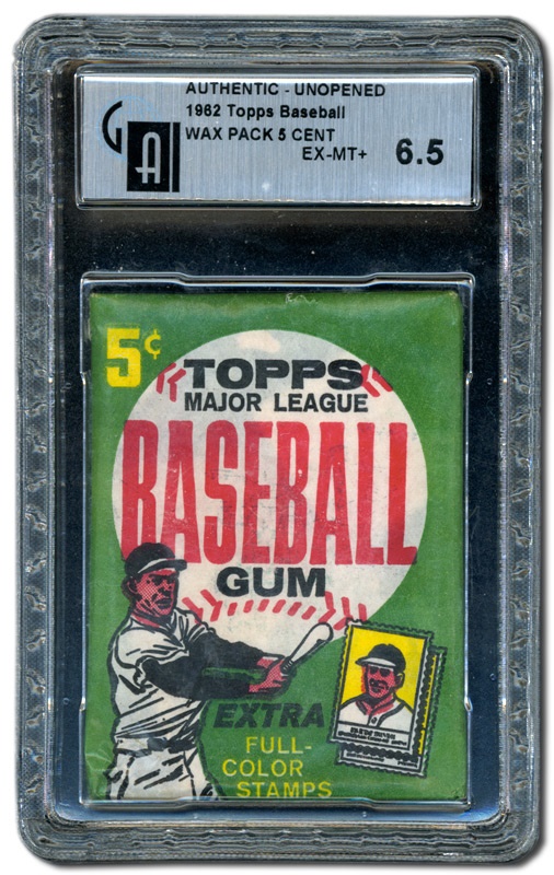 Unopened Cards - 1962 Topps Baseball Wax Pack GAI 6.5
