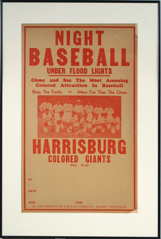 Baseball Memorabilia - Harrisburg Colored Giants Broadside