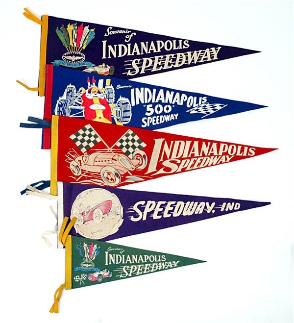Auto Racing - Collection of Indy 500 Felt Pennants (5)
