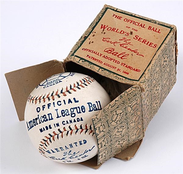 Ernie Davis - Early Unused American League Baseball in Original Box