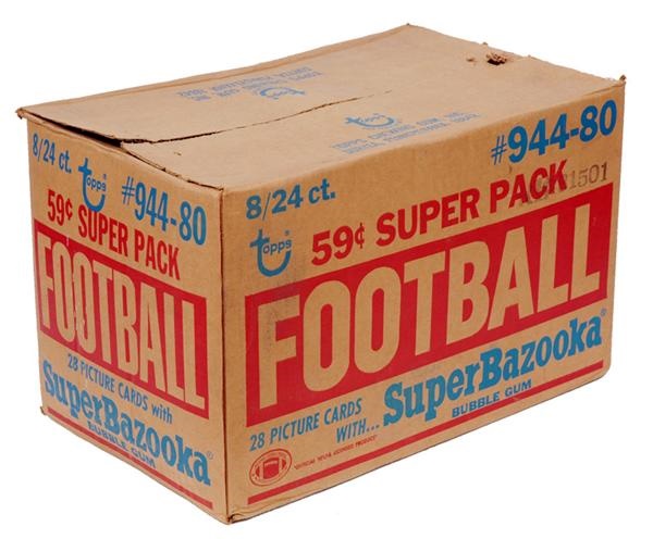 Unopened Cards - 1980 Topps Football Super Cello Box Case (8 Boxes)